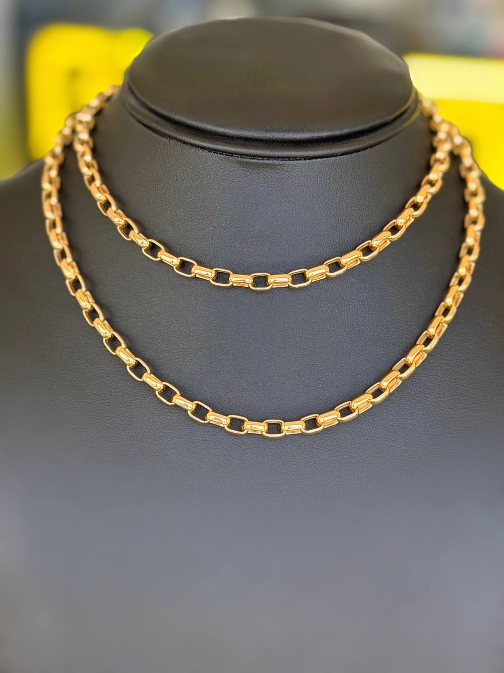 UnoAerre Italy 14k Solid Yellow Gold Cable Link Chain Unisex Necklace 29” 5mm